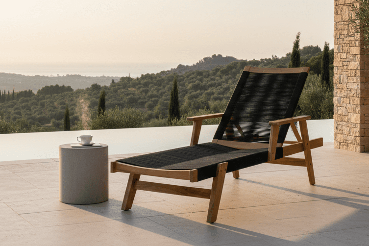 Garten Sonnenliege Ferano - verstellbar aus Akazienholz & Polyesterseil