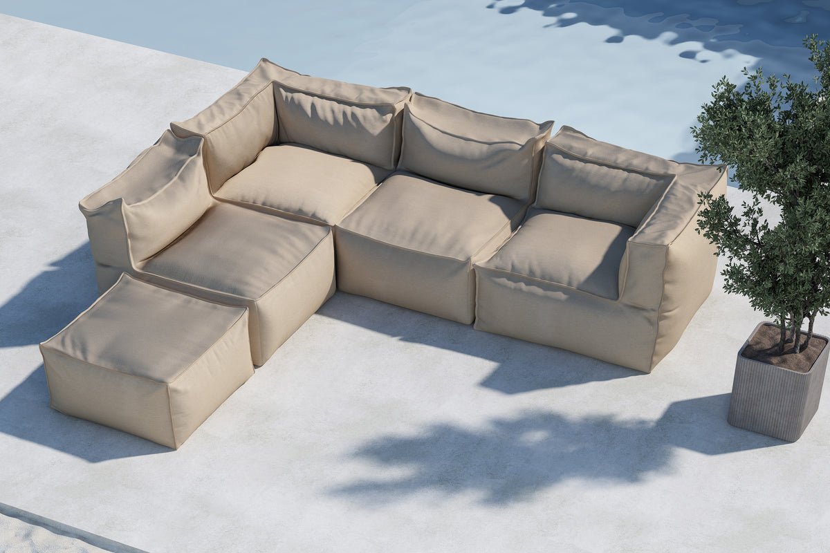 Gartensofa Calvero - Modulares Sofa aus beigem Olefin