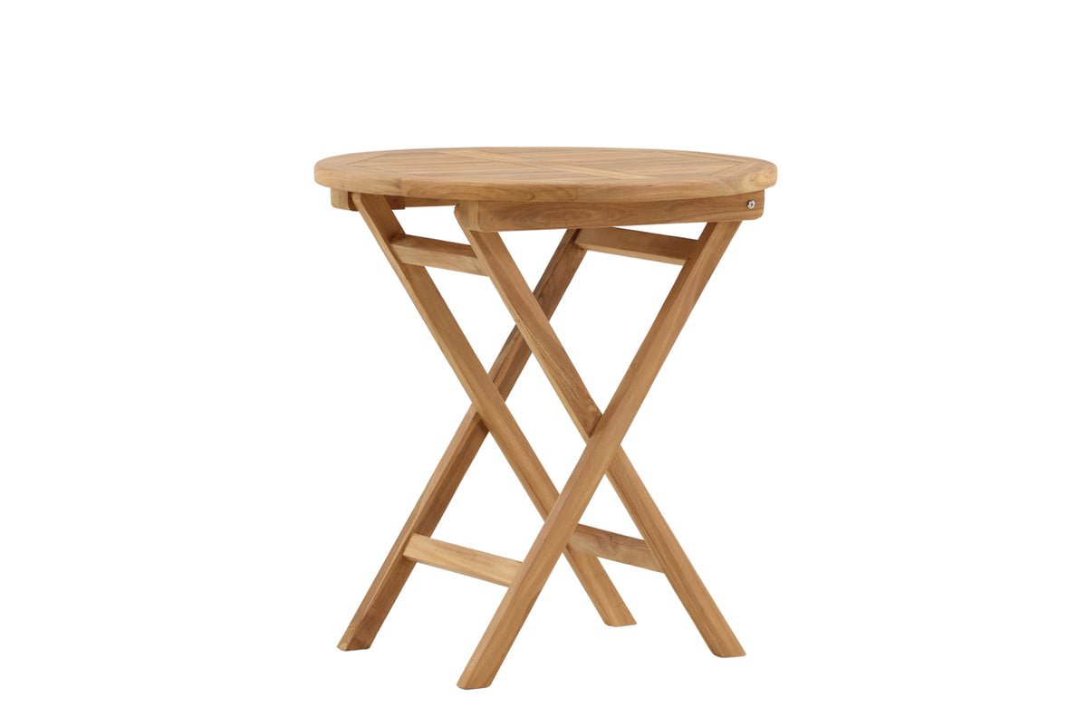 Gartentisch Mali - ein runder Cafétisch aus Teakholz mit Klappfunktion