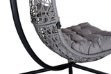 Hängesessel Brittany - aus Rattan/Metall in Schwarz, Grau