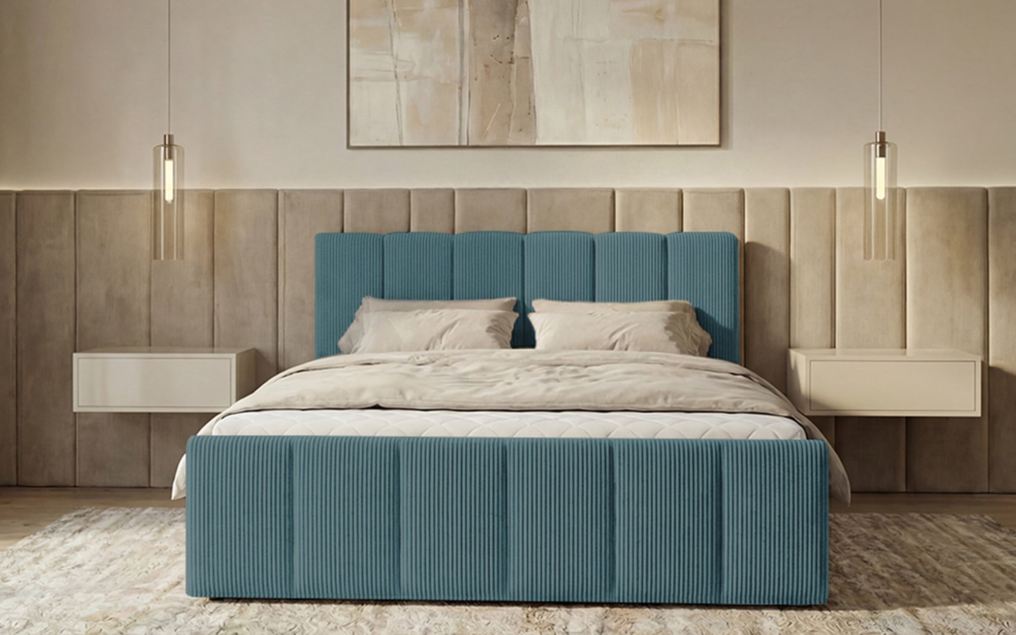 Boxspringbett Siena mit hochklappbarem Stauraum in Cord