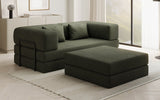 Lazy Spar-Set: 3-Sitzer + Hocker in Bouclé