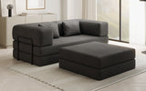 Lazy Spar-Set: 3-Sitzer + Hocker in Bouclé