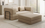 Lazy Spar-Set: 3-Sitzer + Hocker in Bouclé