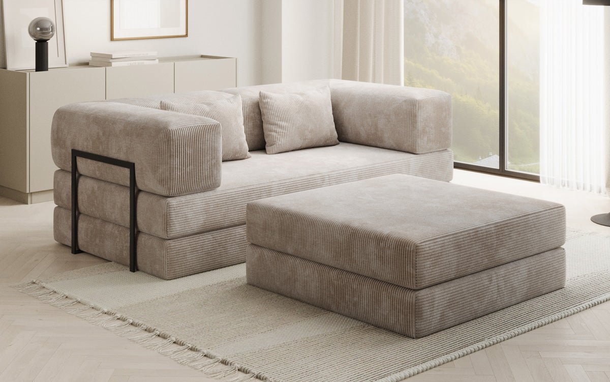 Lazy Spar-Set: 3-Sitzer + Hocker in Cord