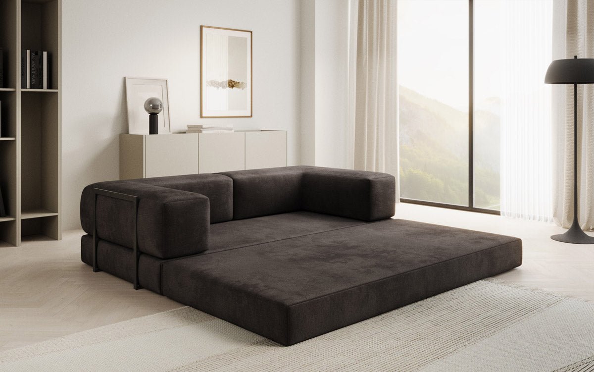 Lazy Spar-Set: 3-Sitzer + Hocker in Samt