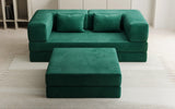 Lazy Spar-Set: 3-Sitzer + Hocker in Samt