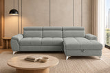 Ecksofa Luno in Strukturstoff Hellgrau – Frontansicht