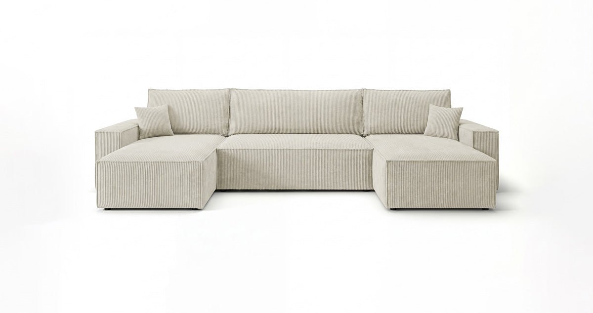Designer Sofa Lunaro U Mini mit Schlaffunktion und Stauraum in Cord