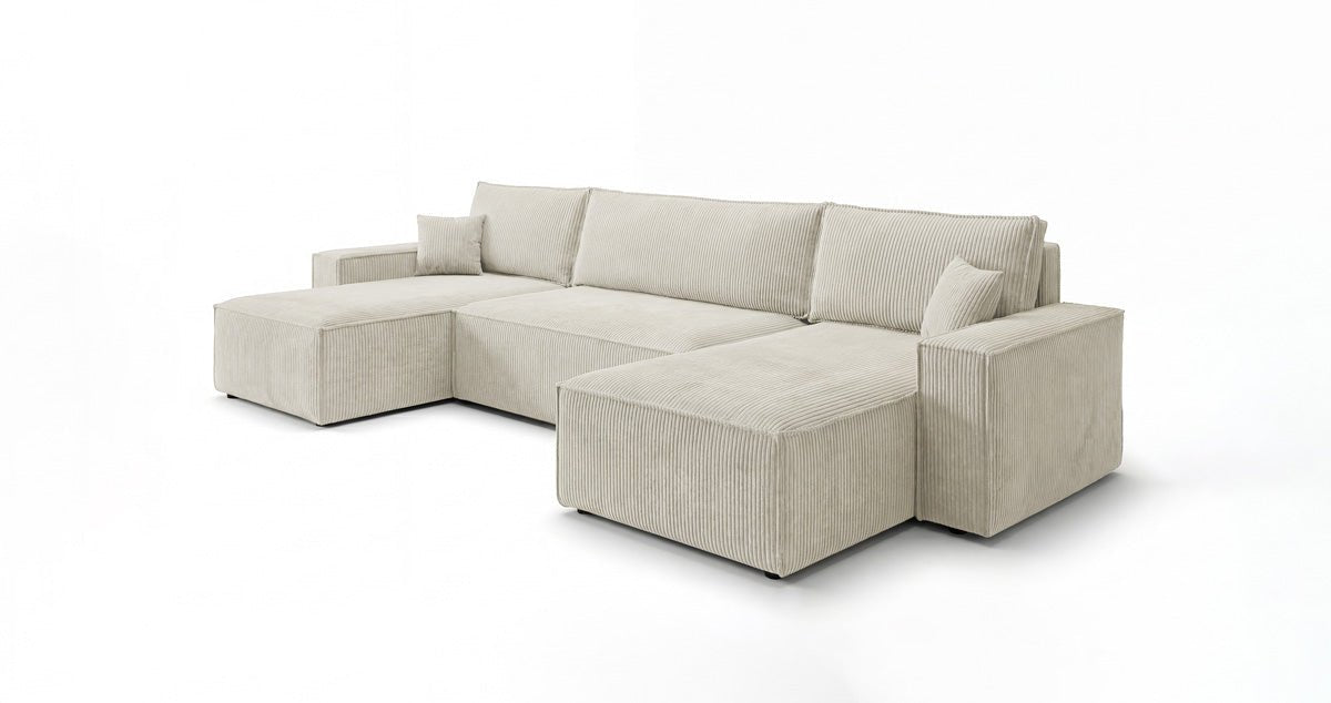 Designer Sofa Lunaro U Mini mit Schlaffunktion und Stauraum in Cord