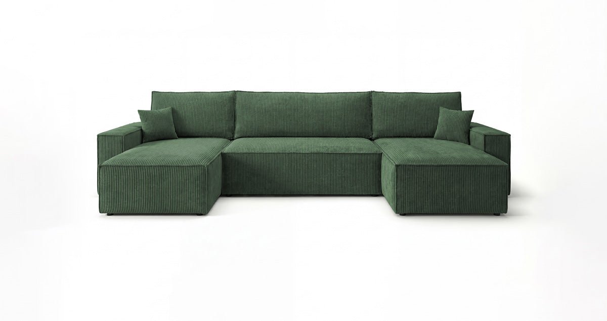 Designer Sofa Lunaro U Mini mit Schlaffunktion und Stauraum in Cord
