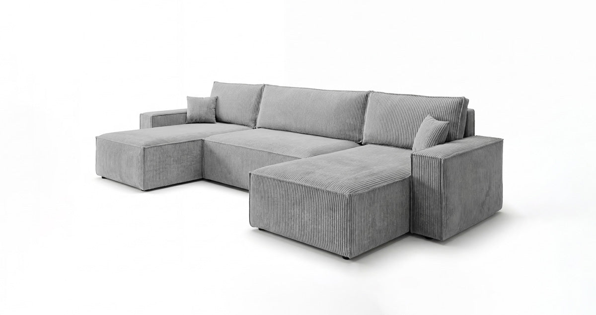 Designer Sofa Lunaro U Mini mit Schlaffunktion und Stauraum in Cord
