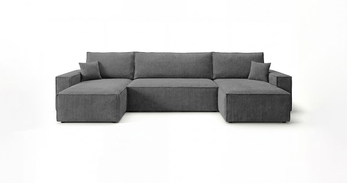 Designer Sofa Lunaro U Mini mit Schlaffunktion und Stauraum in Cord