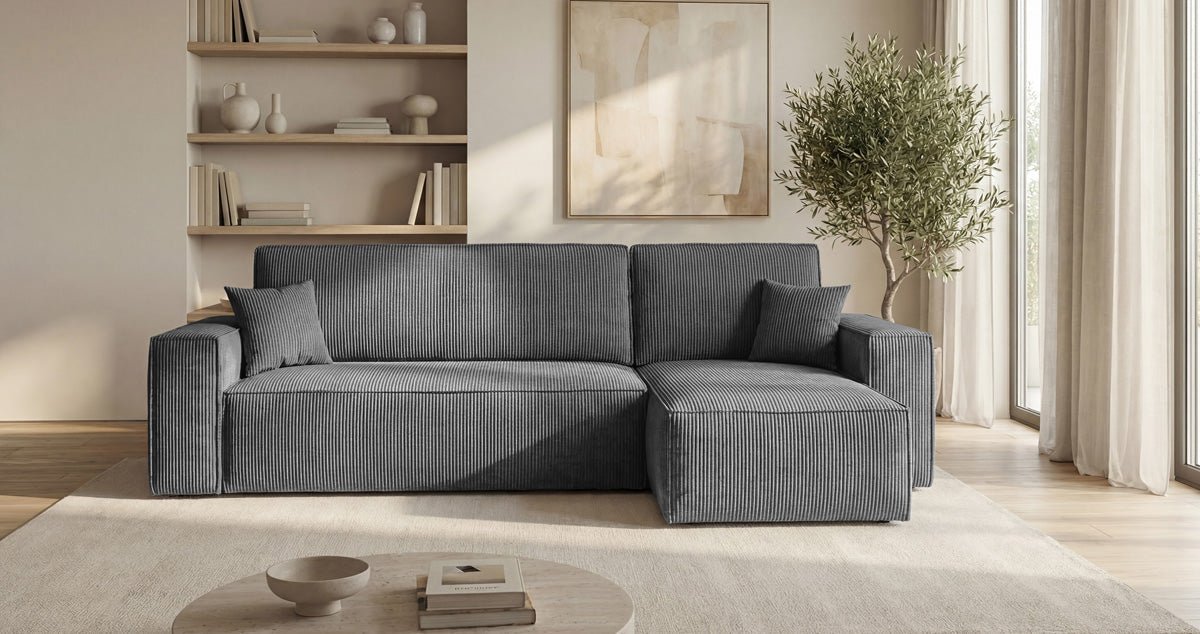Designer Sofa Lunaro Mini mit Schlaf- und Klappfunktion in Cord