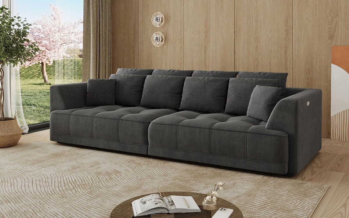 Designer Big Sofa Nuvo in Samt mit elektrischer Schlaffunktion