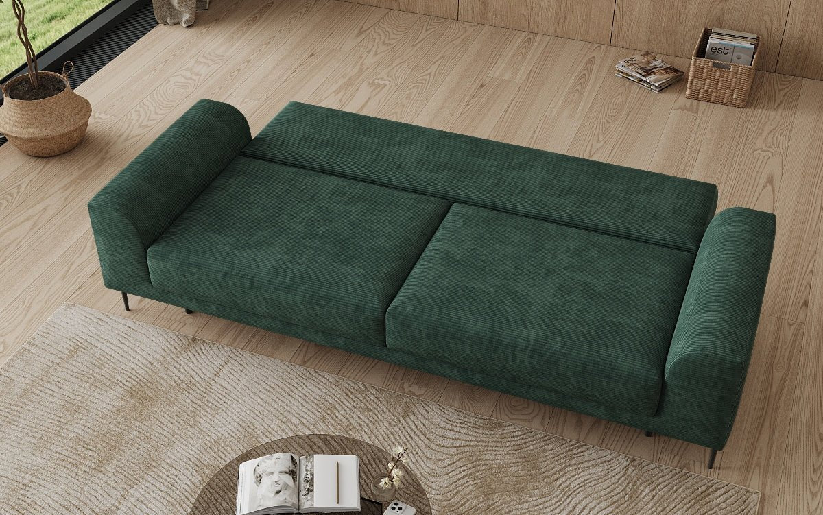 Designer 3 Sitzer Sofa Bloom in Cord mit Schlaffunktion und Stauraum