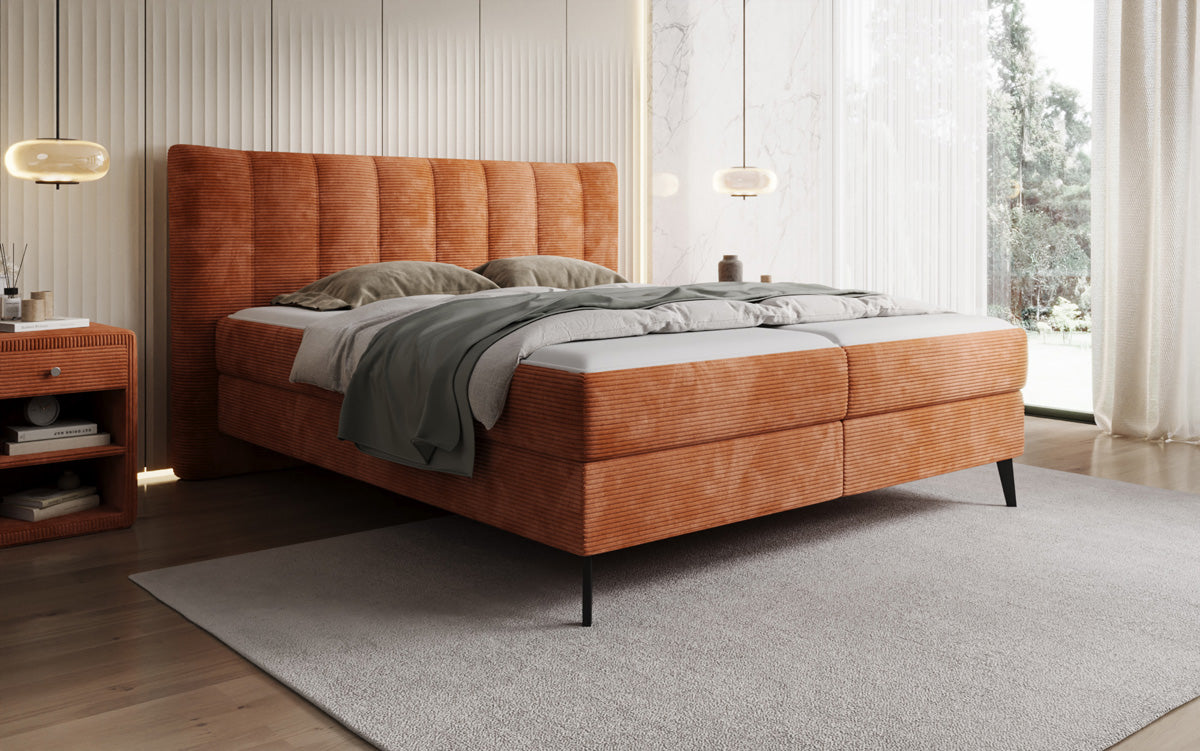 Boxspringbett Ines in Cord mit Stauraum
