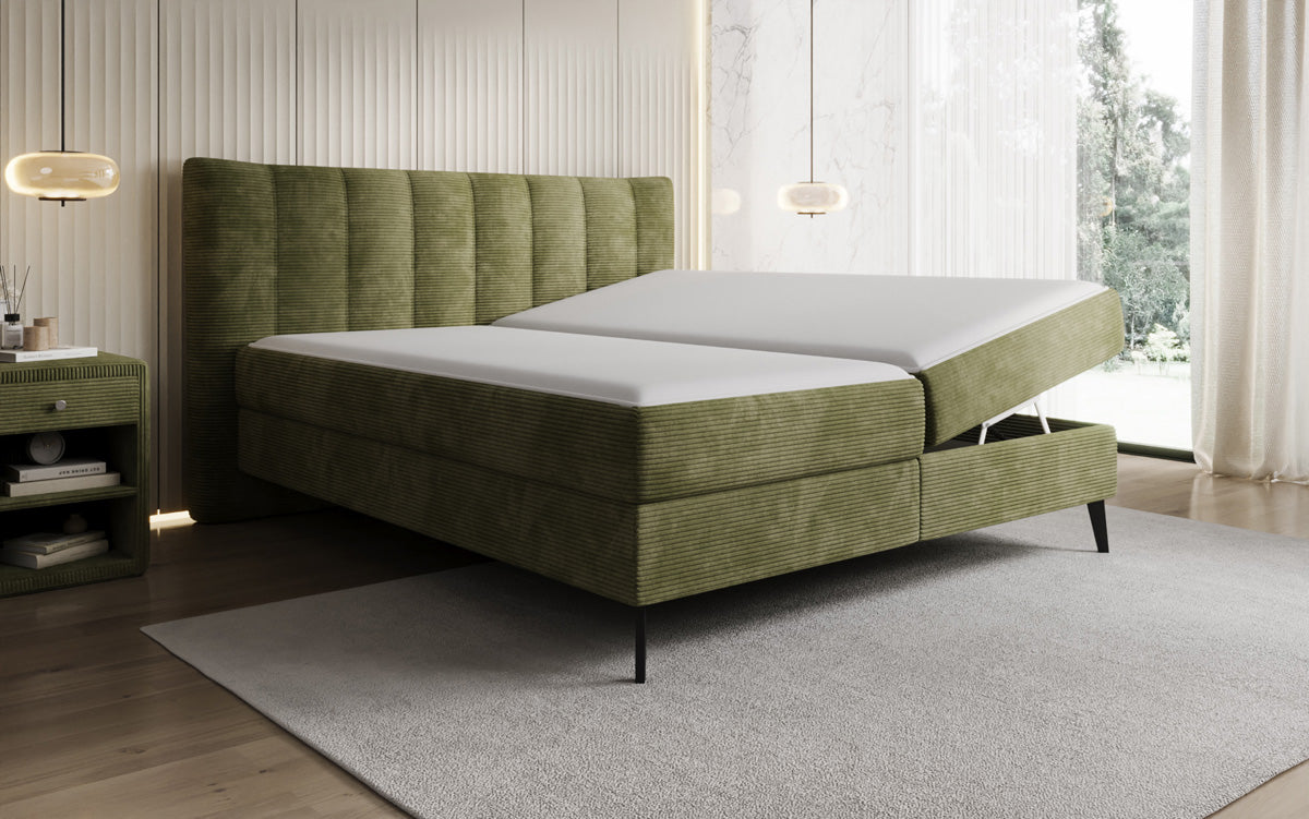 Boxspringbett Ines in Cord mit Stauraum