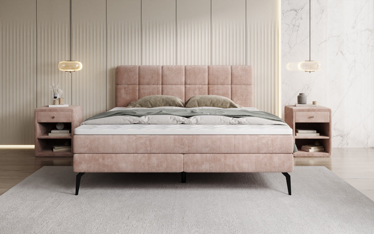 Boxspringbett Vera in Cord mit hohen Füßen