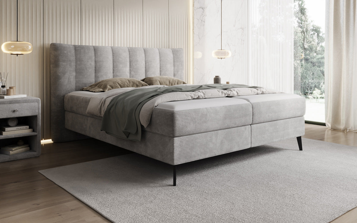 Boxspringbett Ines in Cord mit Stauraum