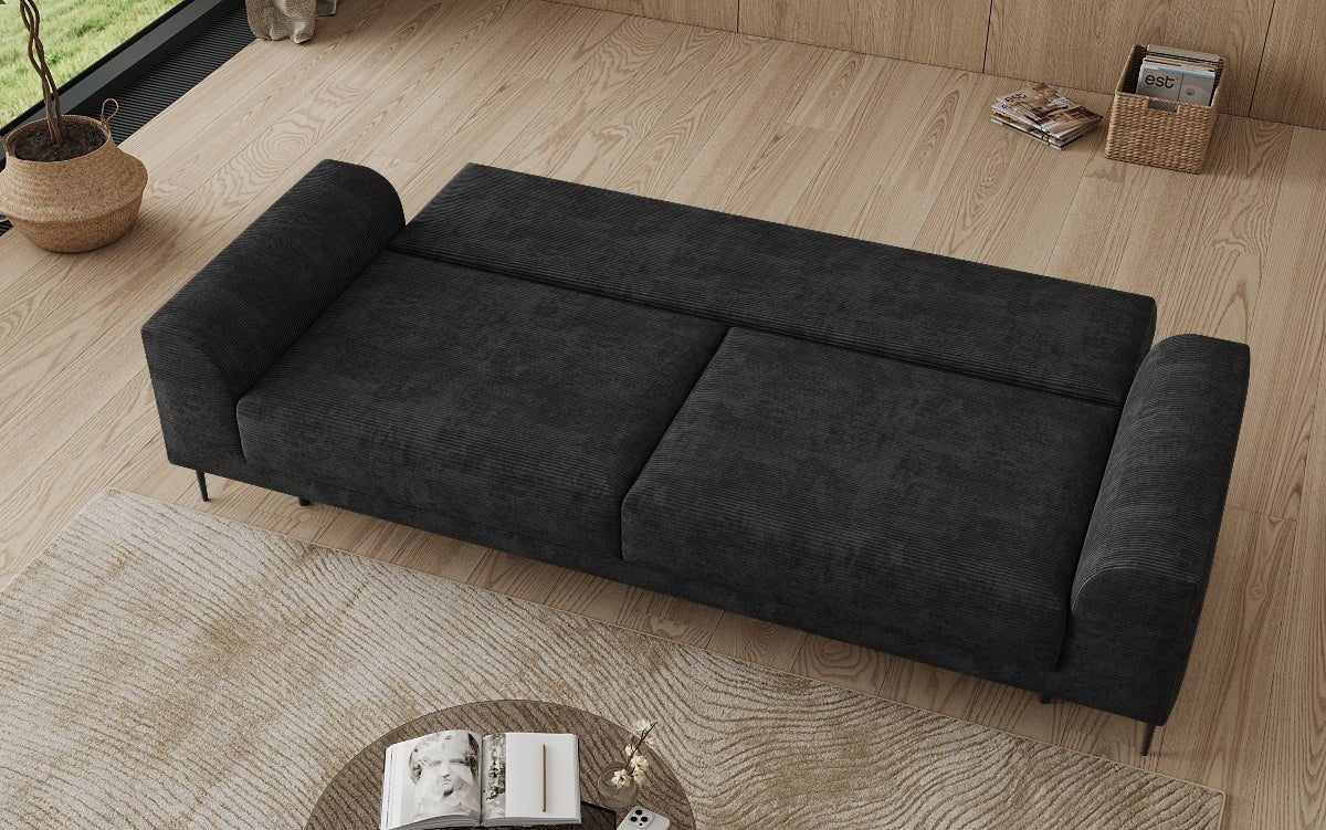 Designer 3 Sitzer Sofa Bloom in Cord mit Schlaffunktion und Stauraum