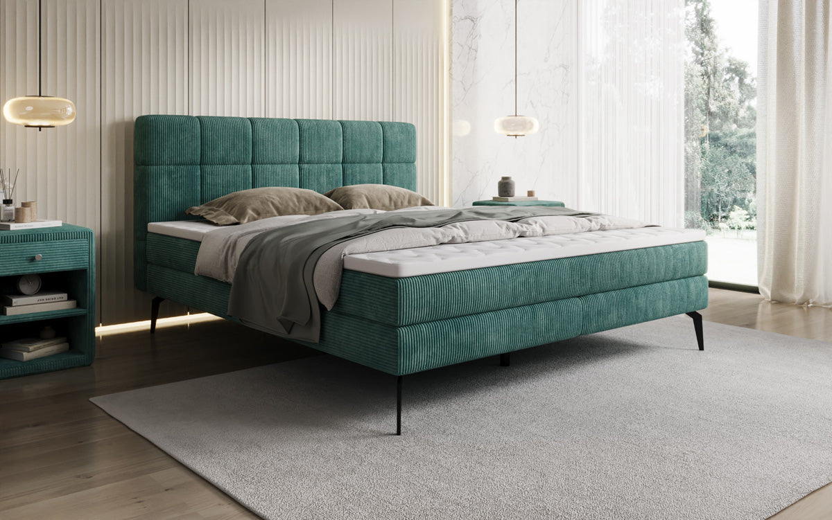 Boxspringbett Vera in Cord mit hohen Füßen