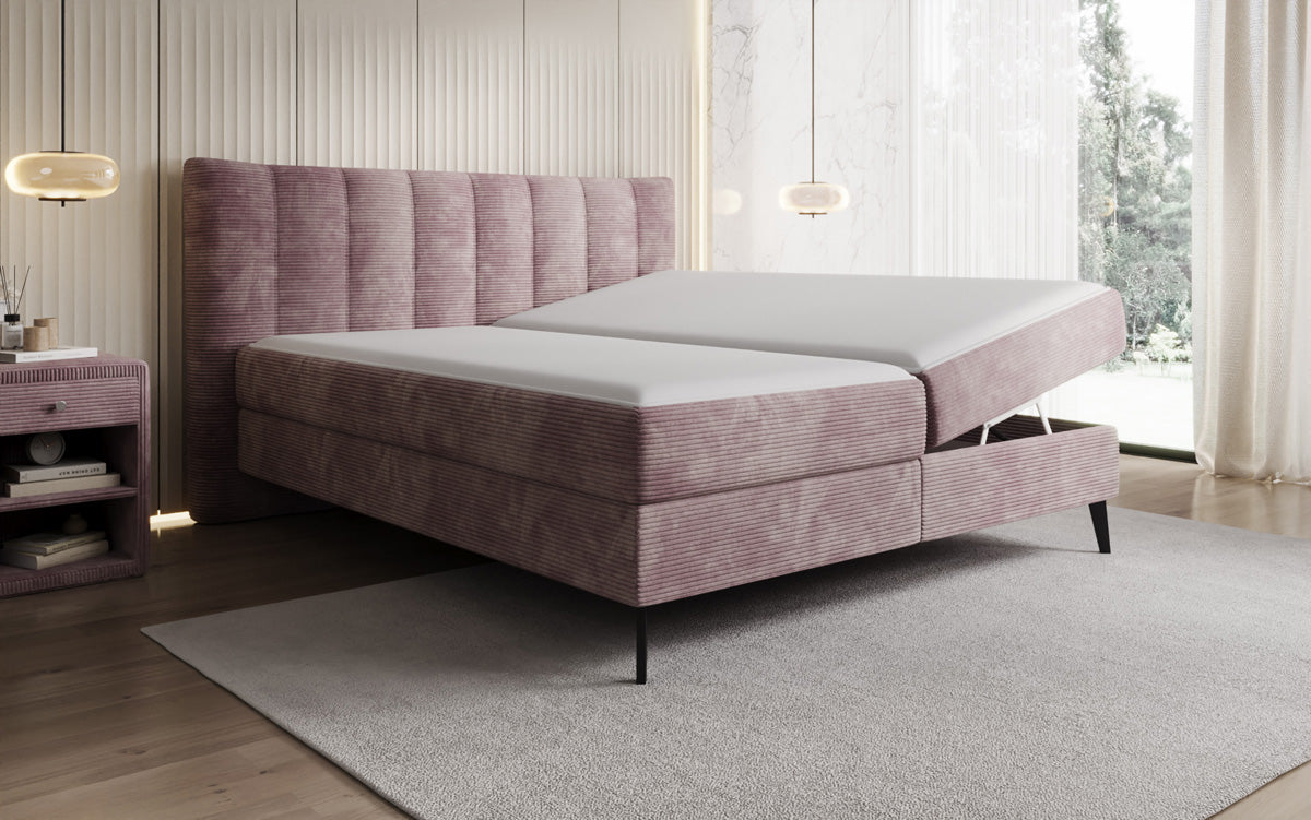 Boxspringbett Ines in Cord mit Stauraum