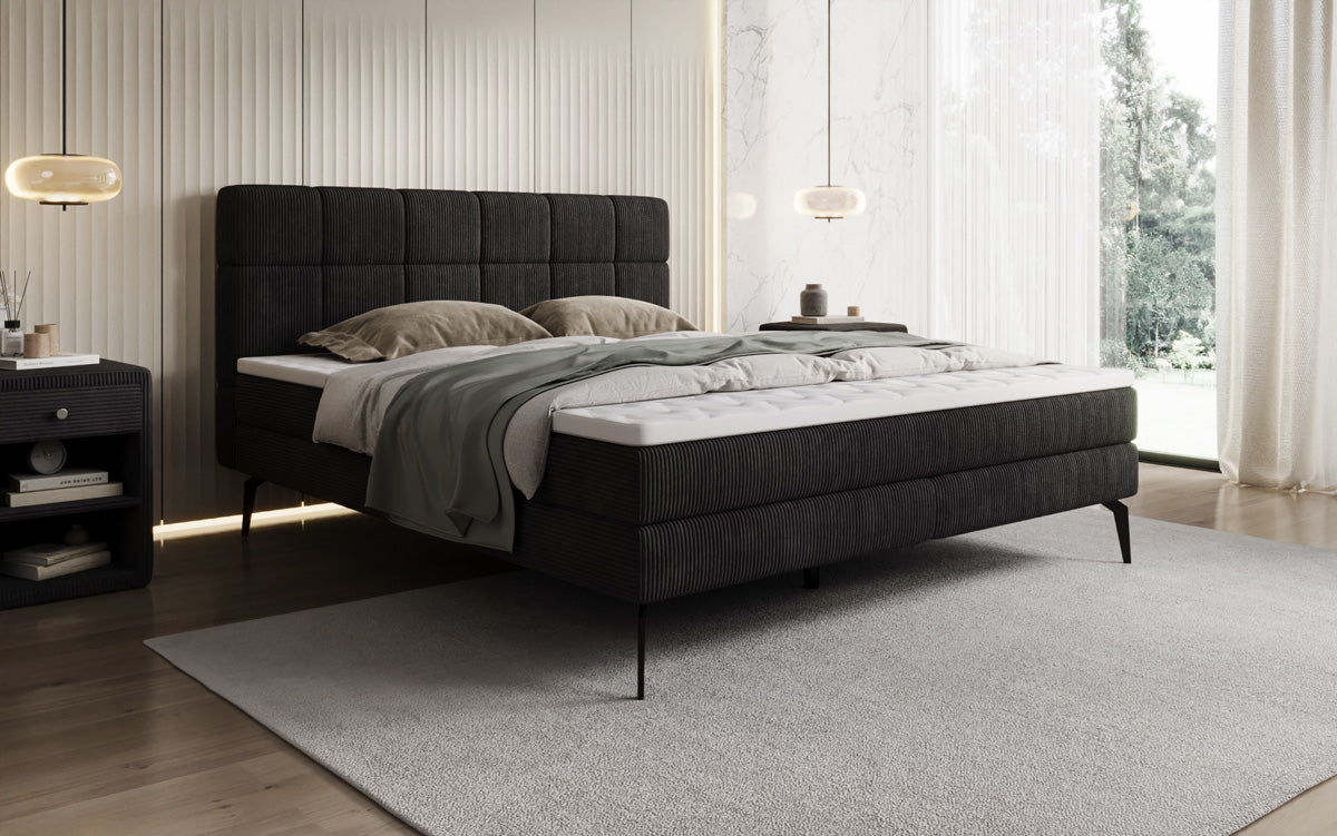 Boxspringbett Vera in Cord mit hohen Füßen