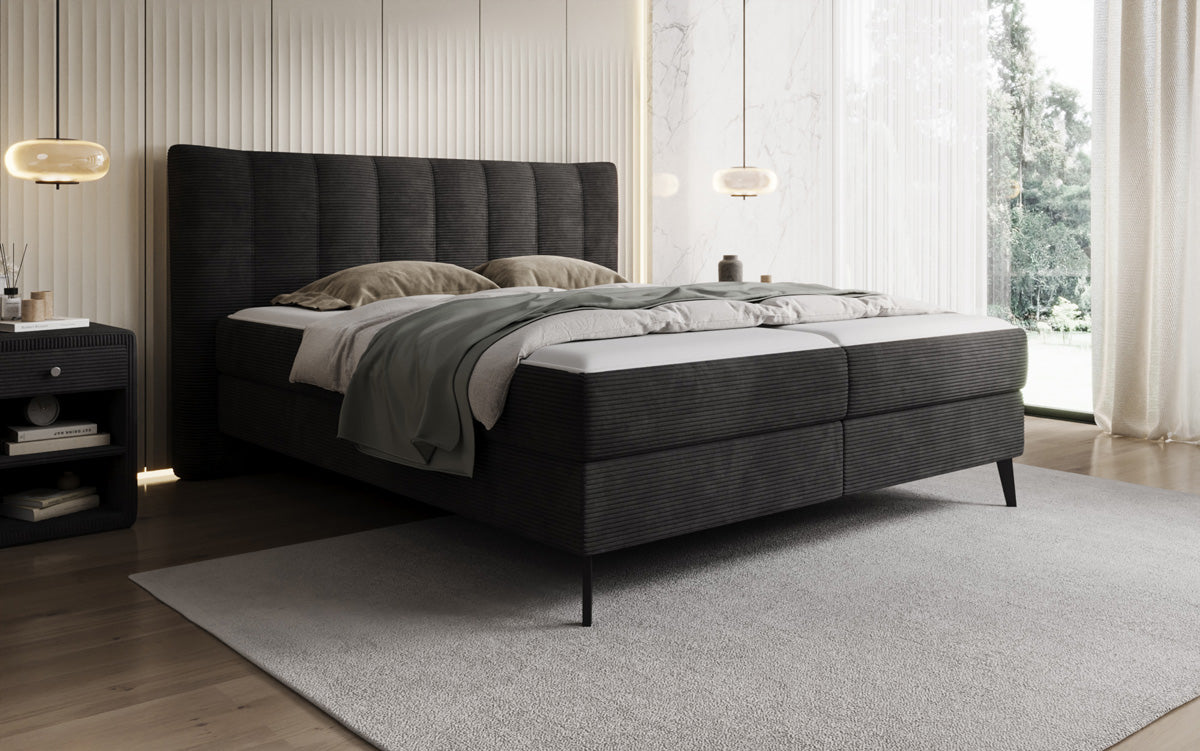 Boxspringbett Ines in Cord mit Stauraum