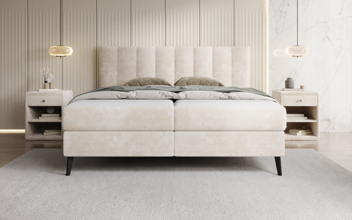Boxspringbett Ines in Cord mit Stauraum