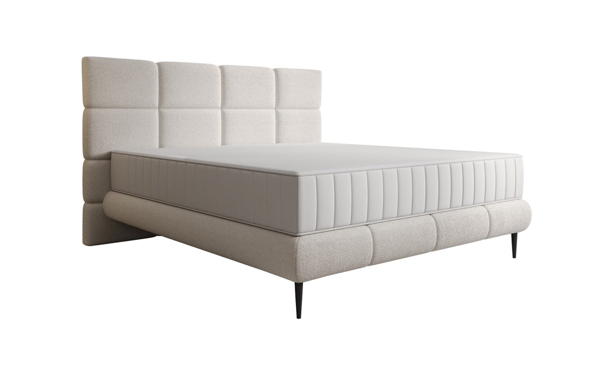 Boxspringbett Nessa mit hohen Füßen in Teddy Bouclé