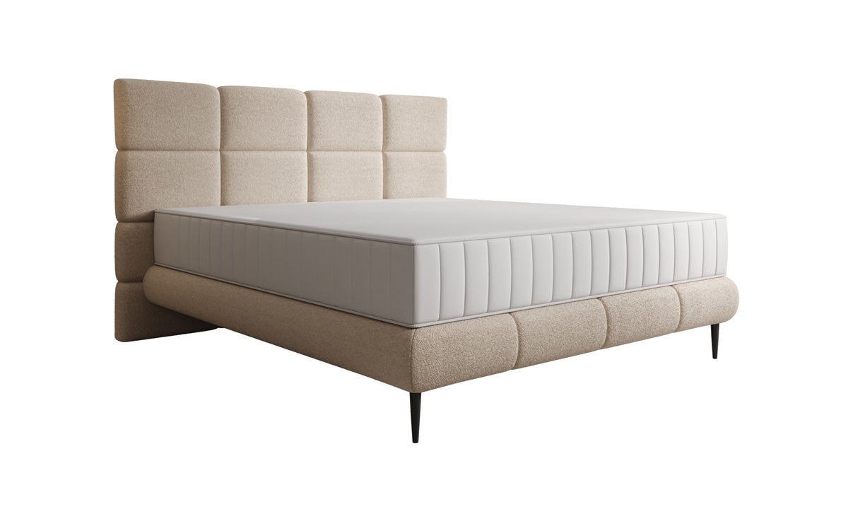 Boxspringbett Nessa mit hohen Füßen in Teddy Bouclé