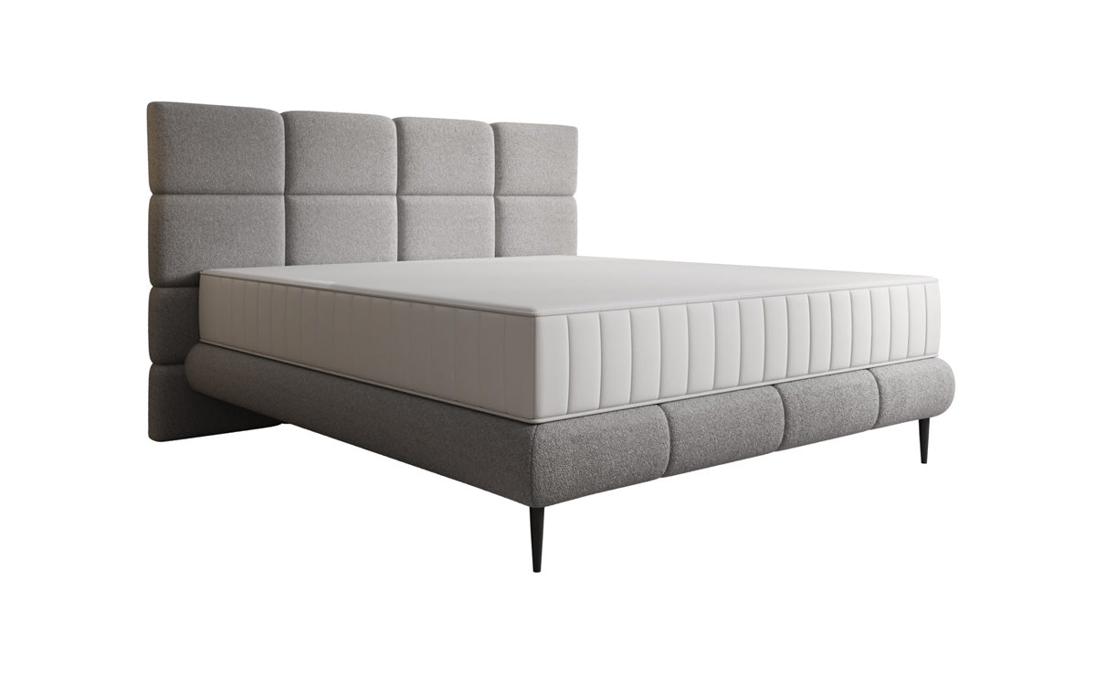 Boxspringbett Nessa mit hohen Füßen in Teddy Bouclé