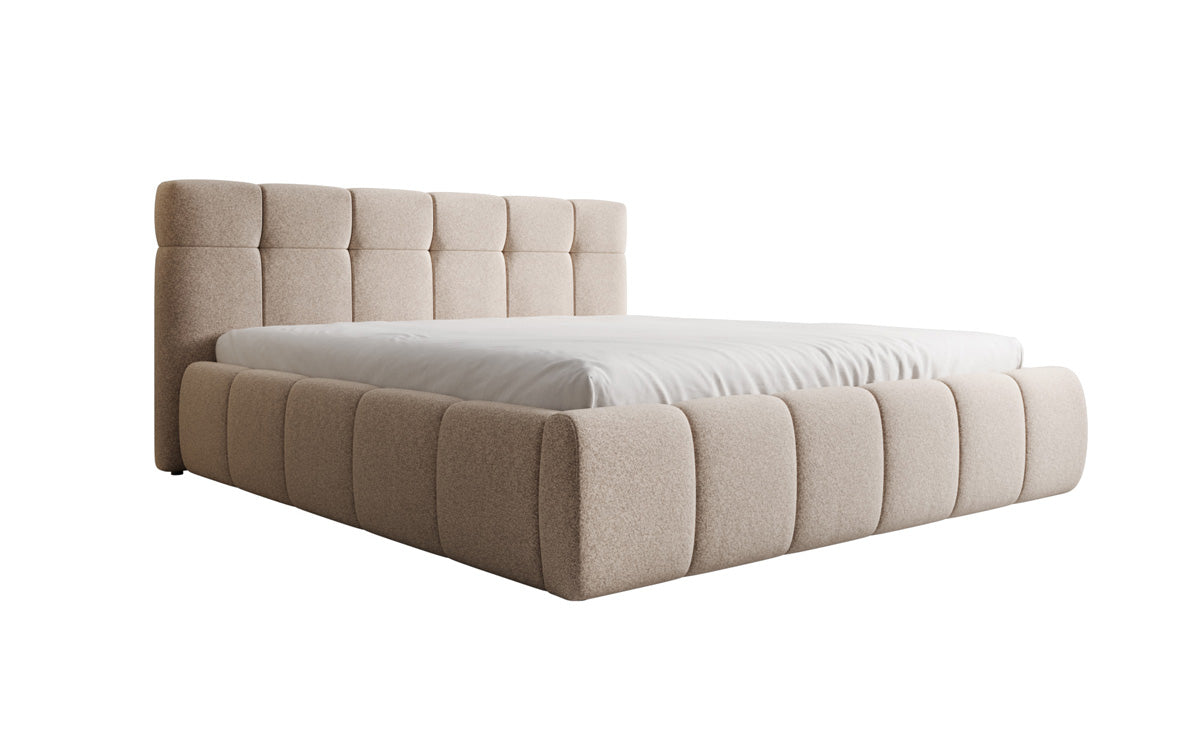 Designer Polsterbett Helena in Strukturstoff mit Stauraum