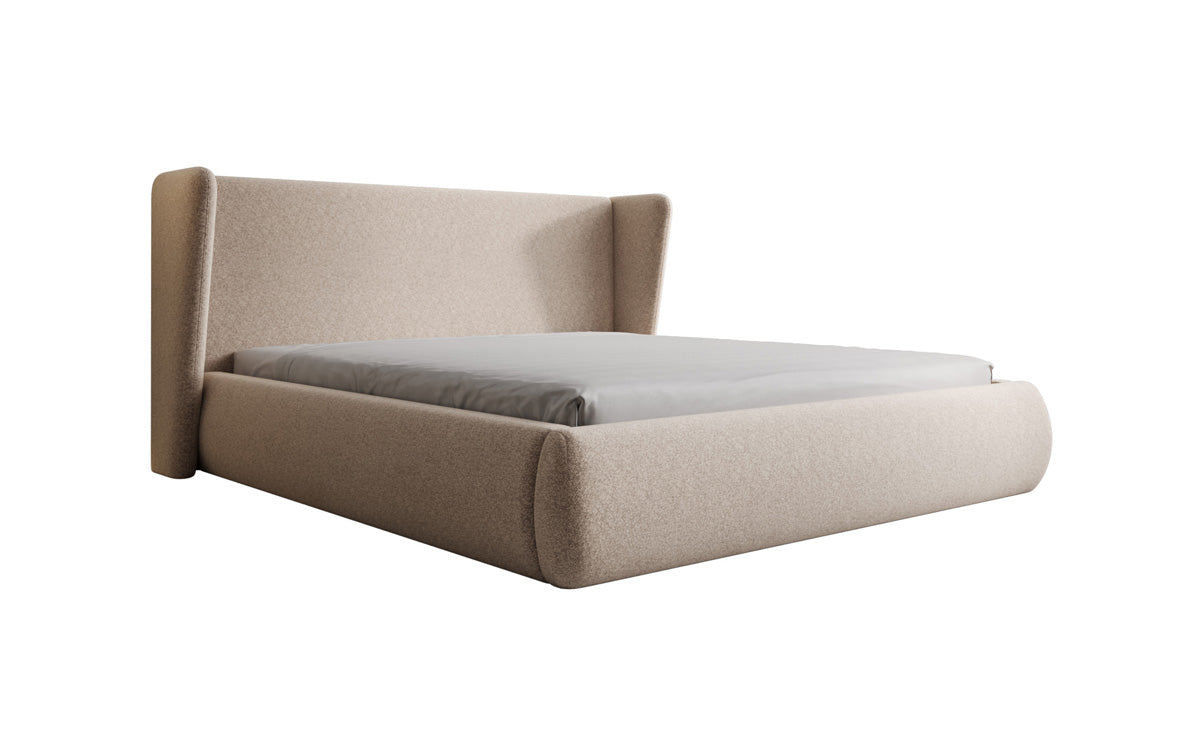 Designer Polsterbett Rosalie in Strukturstoff mit Stauraum