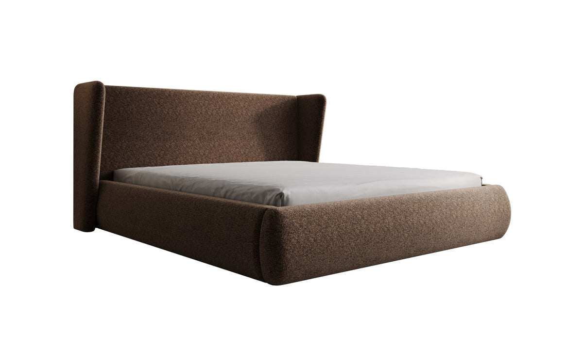 Designer Polsterbett Rosalie in Strukturstoff mit Stauraum