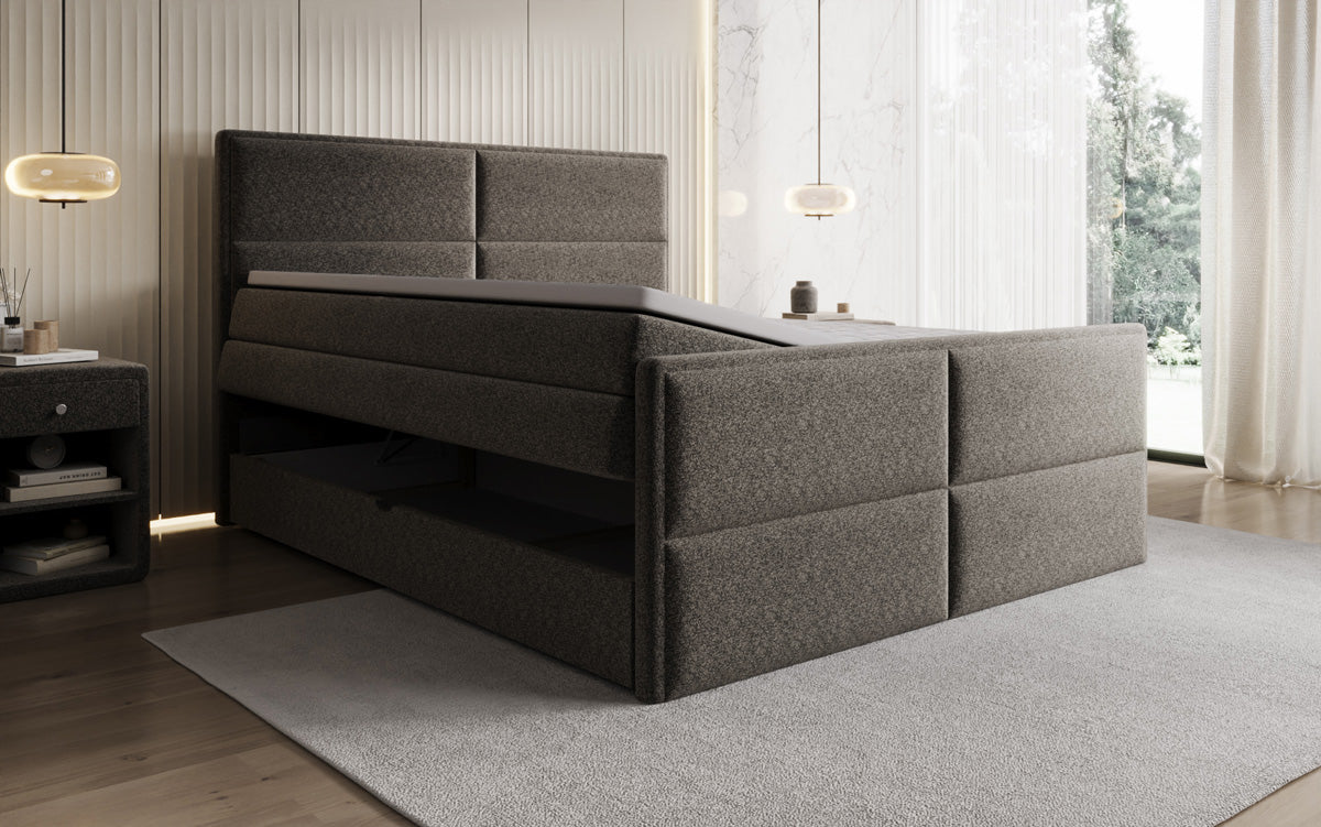 Boxspringbett Viola in Strukturstoff mit Stauraum