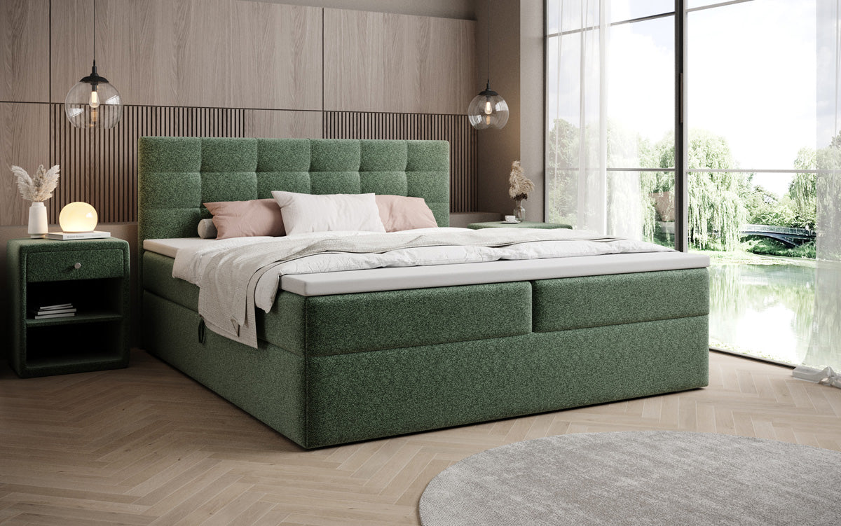 Boxspringbett Lux in Strukturstoff mit Stauraum