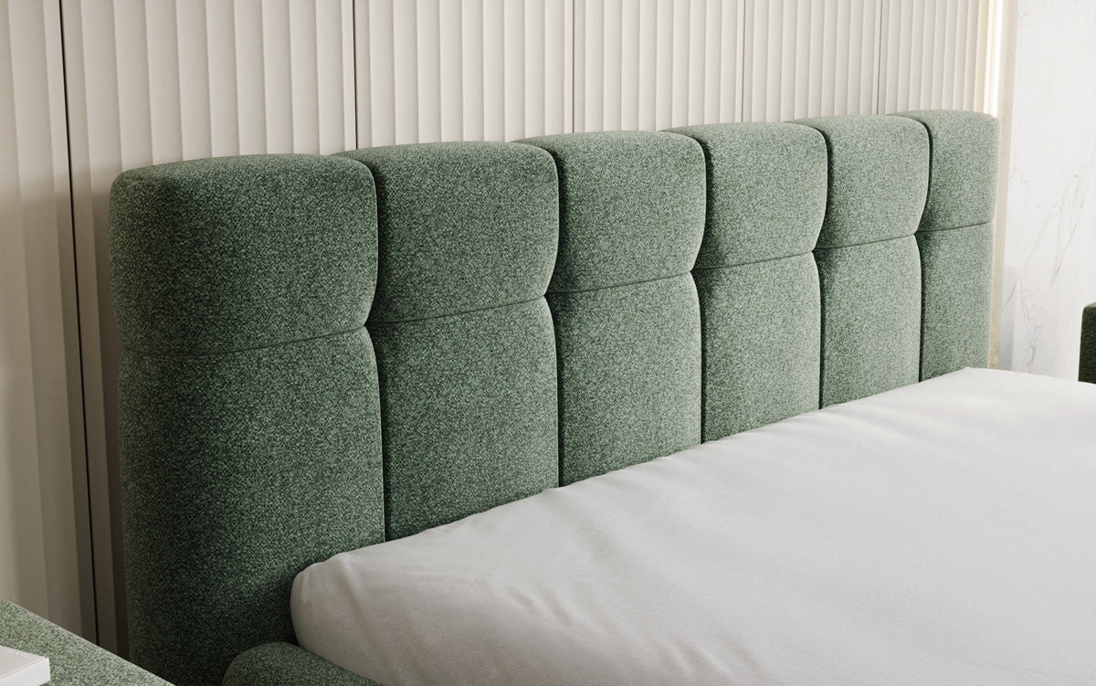 Designer Polsterbett Helena in Strukturstoff mit Stauraum