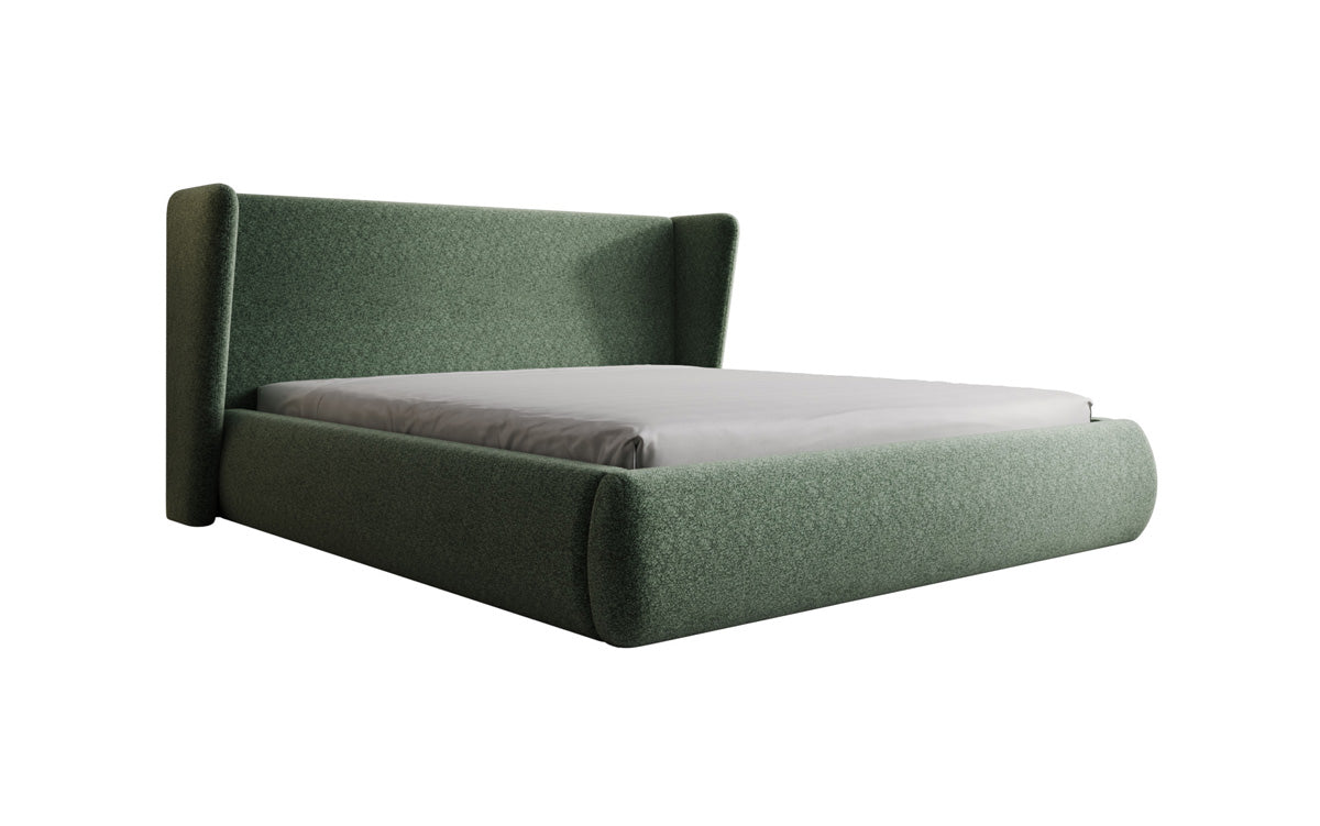 Designer Polsterbett Rosalie in Strukturstoff mit Stauraum