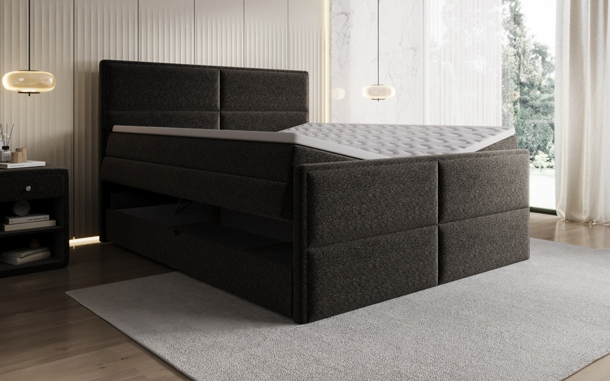 Boxspringbett Viola in Strukturstoff mit Stauraum