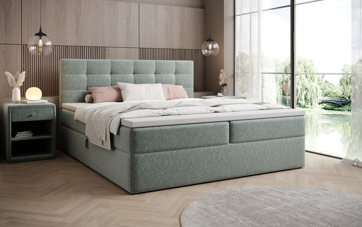 Boxspringbett Lux in Strukturstoff mit Stauraum
