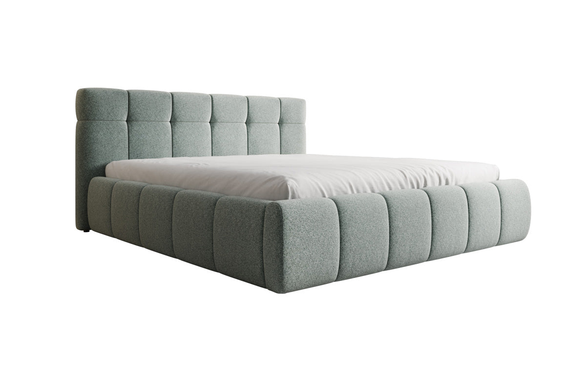 Designer Polsterbett Helena in Strukturstoff mit Stauraum