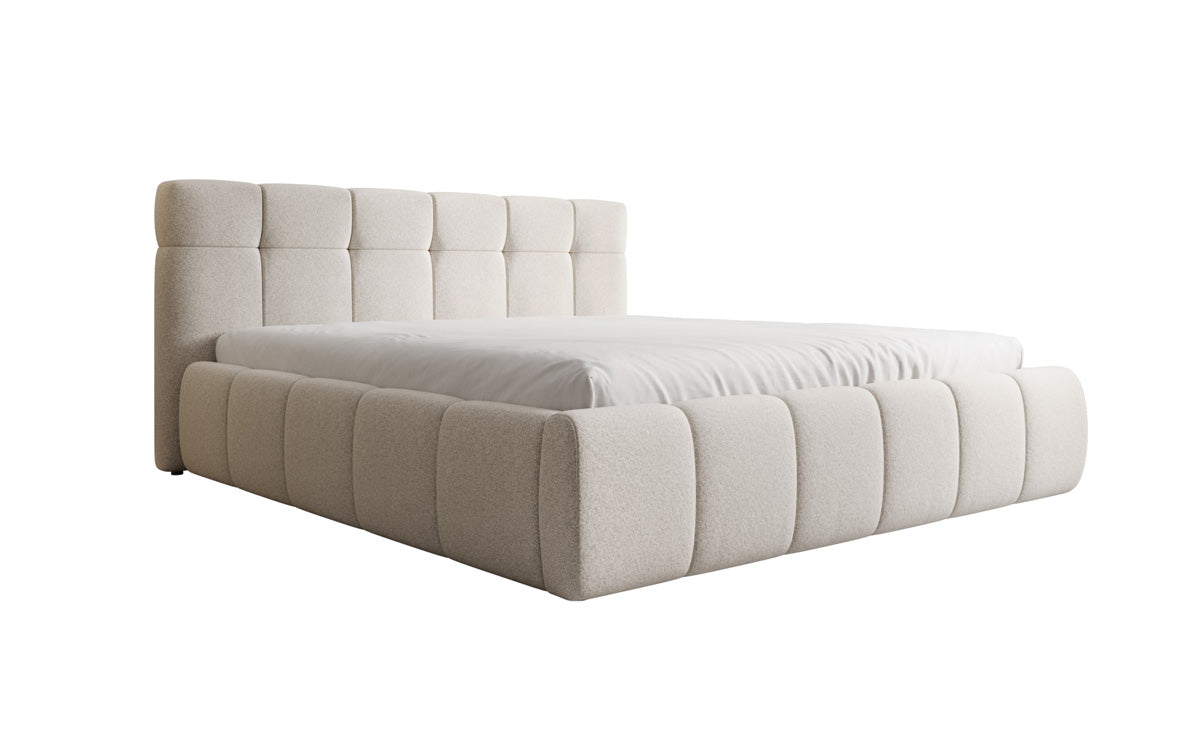 Designer Polsterbett Helena in Strukturstoff mit Stauraum