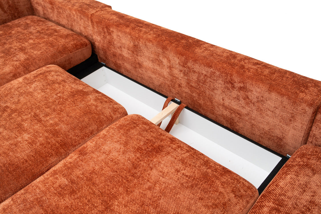 Designer Sofa Selena L mit Schlaffunktion in Strukturstoff