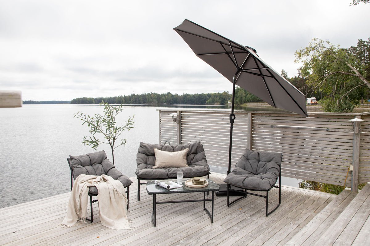 Sonnenschirm Lightning – Ø270 cm in wahlweise Schwarz oder Grau