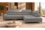 Ecksofa Volo in Chenille Grau, Ottomane rechts – Ansicht 3