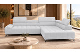 Ecksofa Volo in Chenille Hellgrau, Ottomane rechts – Ansicht 3