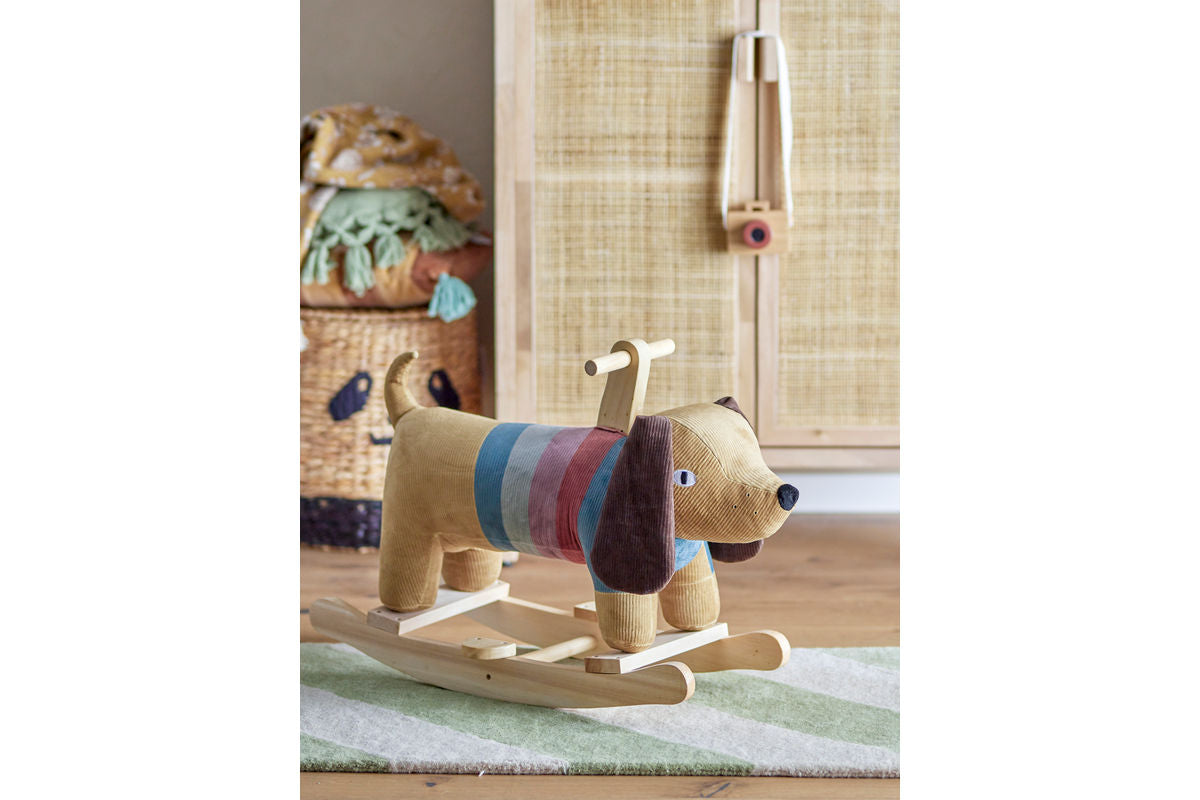 Kinder Schaukelpferd Maria - weiches Stoff-Schaukelspielzeug mit Holzgestell