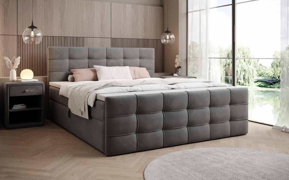 boxspringbetten mit aufbewahrung Boxspringbett Luxor Samt mit Stauraum